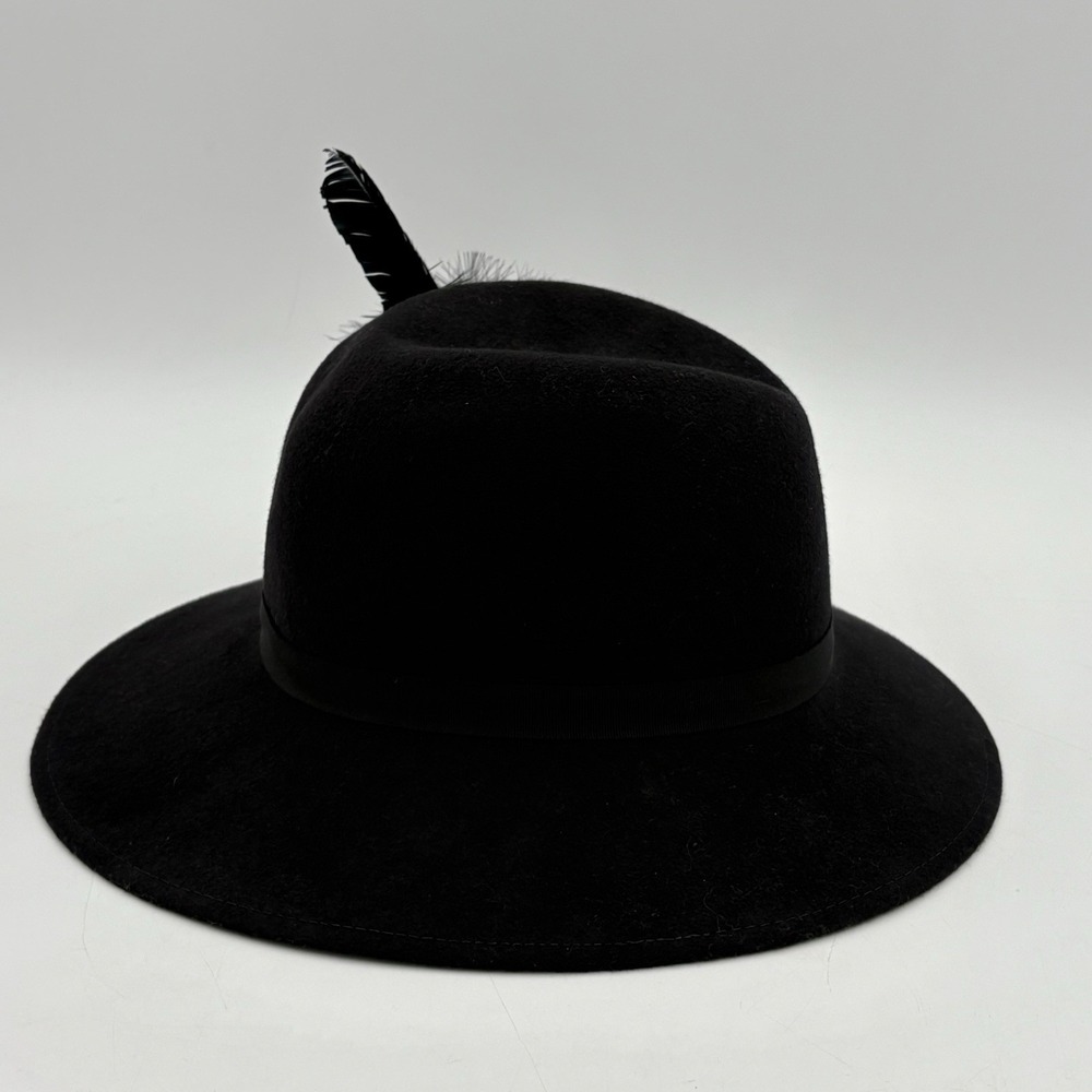 Vintage Doeskin 100% Wool Hat w/ Feather Trim‎ by Geo W. Bollman USA Black - Picture 5 of 10